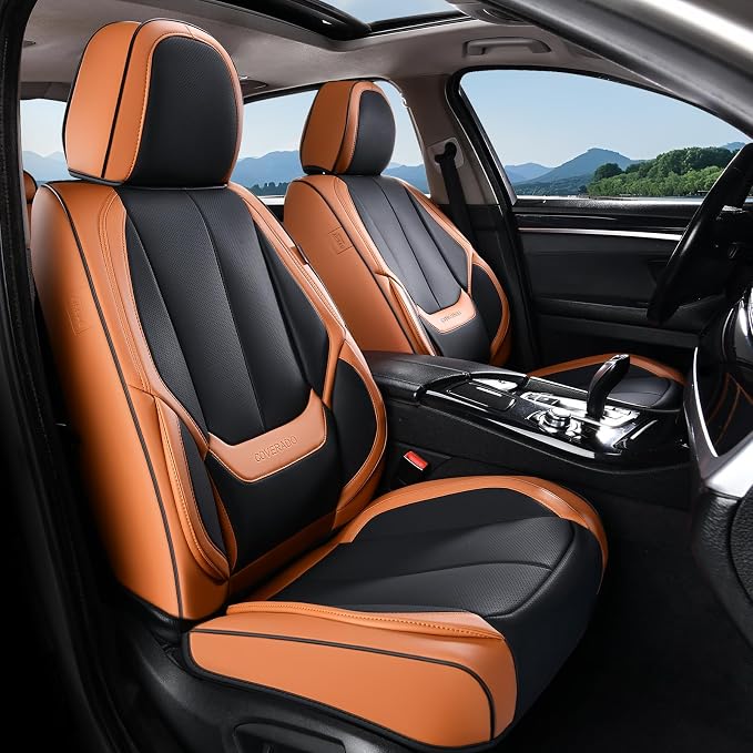 Coverado Car Seat Covers Full Set, Car Seat Protector Waterproof, Nappa Leather Car Seat Cushion, Seat Covers for Cars, Front Seats and Back Universal Fit for Most Cars - Image 2