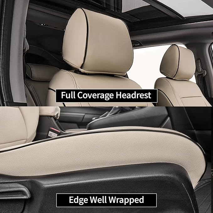 EKR Car Seat Covers for Honda HRV 2023-2027,Leatherette Full Set | Custom Fit for Honda HRV EX-L 2023-2027 Glove-Like Fit,Airbag Compatible,Easy Clean,Faux Leather(Beige) - Image 4