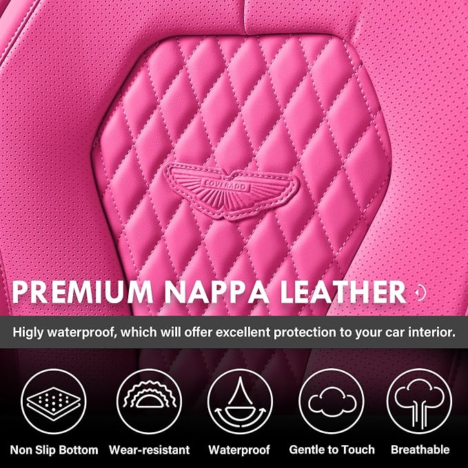 Coverado Automotive Seat Covers Front Seats, Seat Covers 2 Pack, Rose Car Seat Cover, Waterproof Auto Seat Covers, Car Seat Cushion, Front Car Seat Covers Leather Car Seat Protector Fit for Most Cars - Image 6
