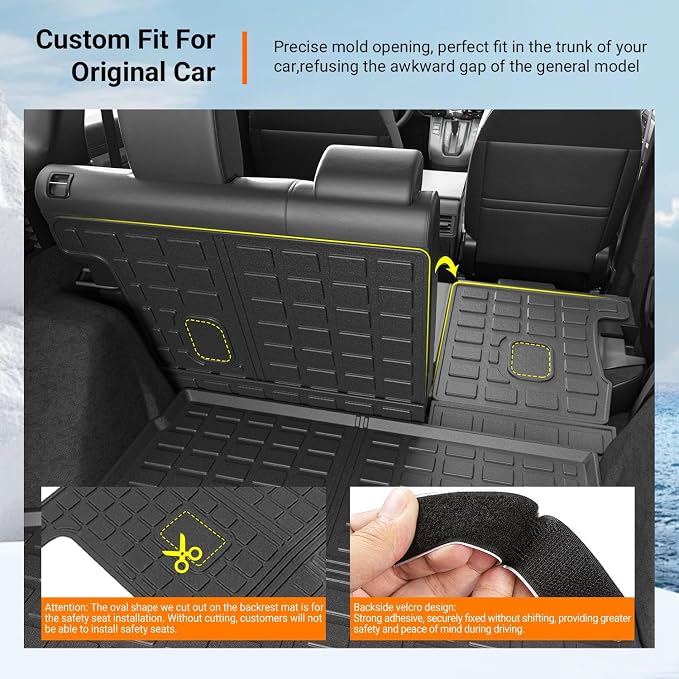 powoq Floor Mats Cargo Mat Compatible with 2017-2022 Hybrid Honda CRV | TPE All Weather Replacement for 2017-2022 Honda CRV Accessories (Fit 17-22 Hybrid Model, Trunk Mat+Backrest Mats+Floor mats) - Image 2
