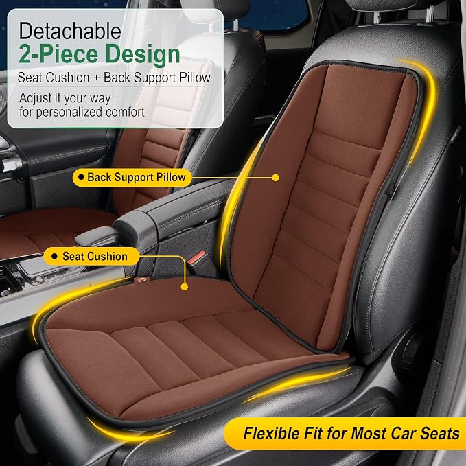 kingphenix 5-Piece Car Seat Cushion Set with Back Support | Memory Foam Car Cushion for Long Driving, Truck, Office Chair, Tailbone and Lower Back Support - Image 3