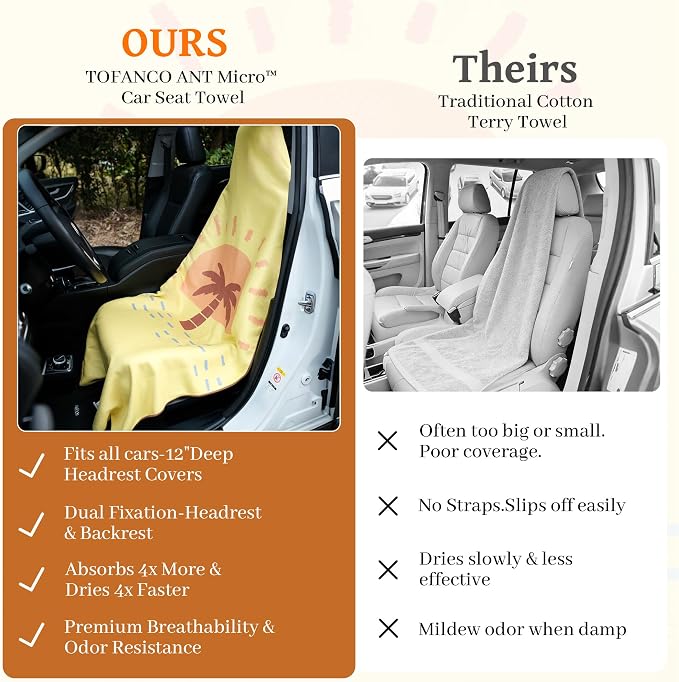 Car Seat Cover Towel for Front Seats Non-Slip with Headrest Pocket & Strap | Universal Fit for Cars Truck SUV|Car Seat Hoodie & Phocho Perfect After Gym Workout, Beach,Yoga and Running|Anti-dog Scratch - Image 5