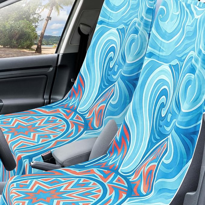 Hahafelt 2 Pack Car Seat Towel Cover with Storage Bag, Colorful Sea Turtle | 63 x 32 in Car Towel Seat Cover Non Slip Waterproof, Gym Workout Swimming Running, Machine Washable Sweat Absorbent Protector - Image 4