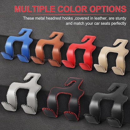 LivTee Upgraded Superior Leather Car Seat Back Headrest Hook, 2 in 1 Auto Seat Hook Hangers Holder Organization Interior Accessories for Purses Coats Umbrellas Grocery Bags Handbag (Red) - Image 5