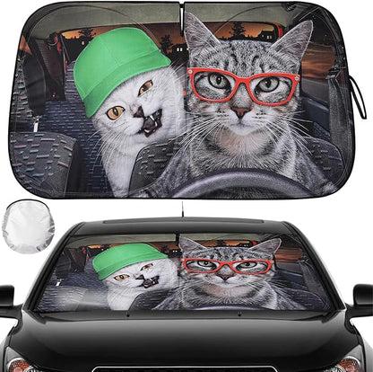 Car Windshield Sun Shade UV Reflector Foldable Front Window SUV | Blocks 98% UV Rays,Keep Interior Cool,Universal Fits Hatchback,Truck,MPV,Storage bag,57"L x 31.5"W,Car Summer Accessories by Pleneal