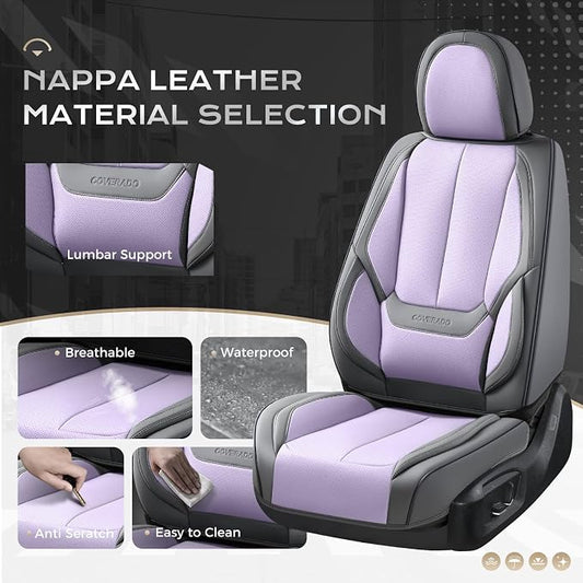 Coverado Car Seat Covers, Seat Covers for Cars, Waterproof Leather Auto Seat Protectors, Leather Car Seat Cushion, Car Interiors Accessories Universal Fit for Most Cars - Image 2