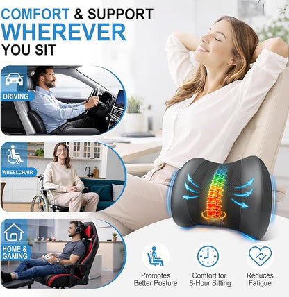 Lofty Aim Lumbar Support Pillow for Car, Car Seat Back Support for Driving | Memory Foam Car Lumbar Support for Driving Seat, Car Back Cushion, Adjustable Straps, Lower Back Pillow, Office Chairs, Black - Image 7