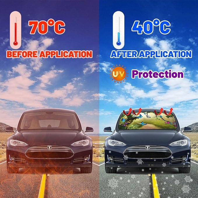 Socira Fairy Butterfly Car Windshield Sun Shade Umbrella Style Sunshade | Block UV Rays Sun Visor Protector Auto Funny Windshield Sunshade to Keep Vehicle Cool for Cars Trucks & Suvs 57 X 30 in - Image 6