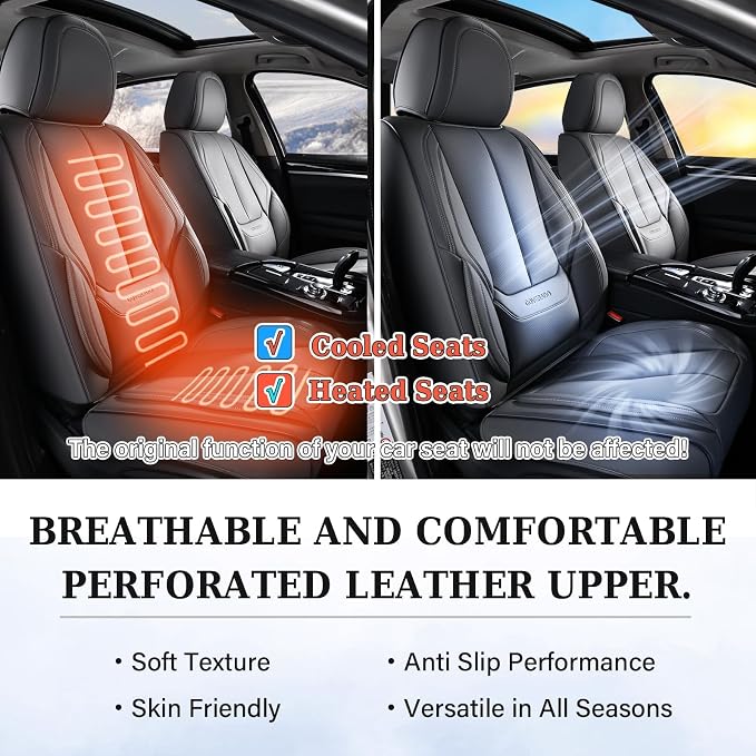Coverado Car Seat Covers, Seat Covers for Cars, Waterproof Leather Auto Seat Protectors, Leather Car Seat Cushion, Car Interiors Accessories Universal Fit for Most Cars - Image 4