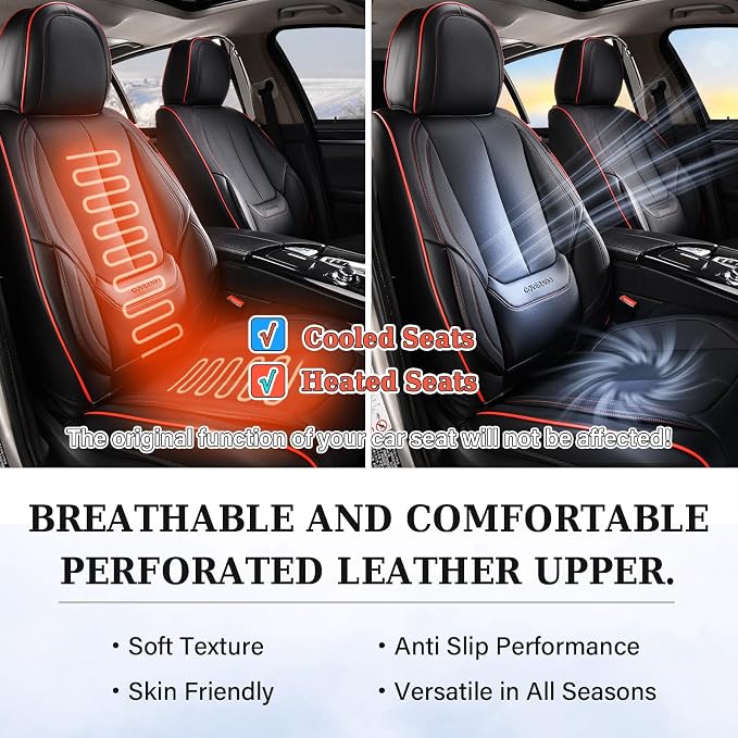 Coverado Car Seat Covers, Seat Covers for Cars, Waterproof Leather Auto Seat Protectors, Leather Car Seat Cushion, Car Interiors Accessories Universal Fit for Most Cars - Image 7