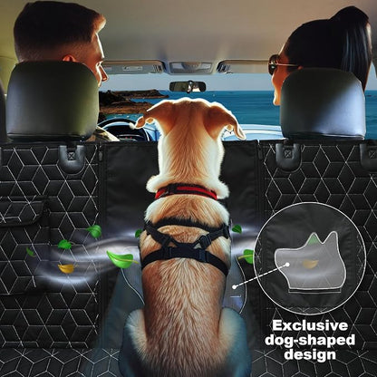 Meginc Dog Car Seat Cover for Back Seat, 54" Waterproof Dog Car Hammock with Mesh Window and Side Flaps, 600D Oxford Fabric Pet Seat Protector for Cars, SUVs & Mid-Size Trucks, Black - Image 5