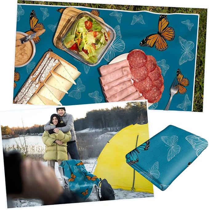2 Pack Car Towels Seat Cover with Storage Bag, Multifunctional Microfiber Towel for Gym Outdoor Sport Running,Picnic, Beach, Pet Dog Travel,Fits Car SUV Truck (Blue Butterflies) - Image 8