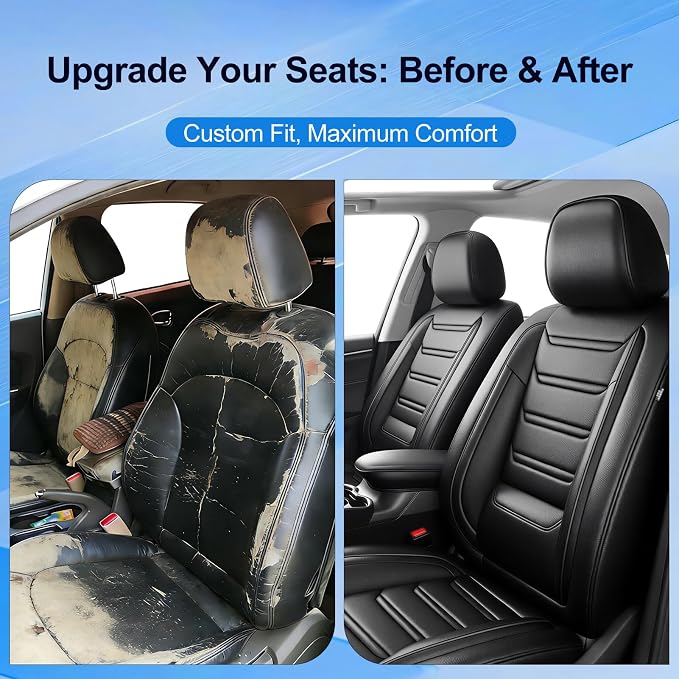 Fit Patriot Seat Covers Custom Fit for Jeep Patriot 2007-2017, Front Pair | Premium Leather Full Coverage Protectors, Waterproof, Breathable, Scratch Resistant, Easy Wipe, Airbag Compatible, Black - Image 3