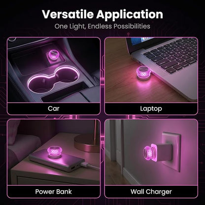 Car Interior USB LED Atmosphere Lamp, Car Crystal Mini Decoration Night Light, Plug-in USB Ambient Lights, Universal for Most Cars (Purple) - Image 5