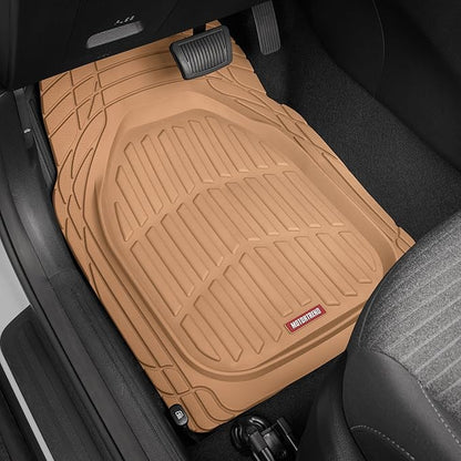 Motor Trend FlexTough Floor Mats for Cars, Beige Deep Dish All-Weather Mats, Waterproof Trim-To Fit Automotive Floor Mats for Cars Trucks SUV, Universal Floor Liner Car Accessories - Image 2