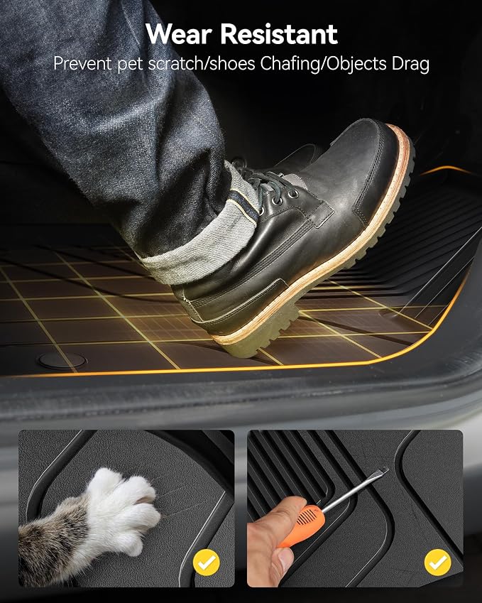 3W Floor Mats & Truck Bed Mat for Nissan Frontier 2025 2024 2023 2022 Crew Cab(NOT for 2nd with Under Seat Speaker), All Weather TPE Custom Fit Car Liner for Frontier | Frontier Crew Cab Pickup 5 FT/59.5inchs,NOT for 2nd with Under Seat Speaker,Anti-Sl... - Image 4
