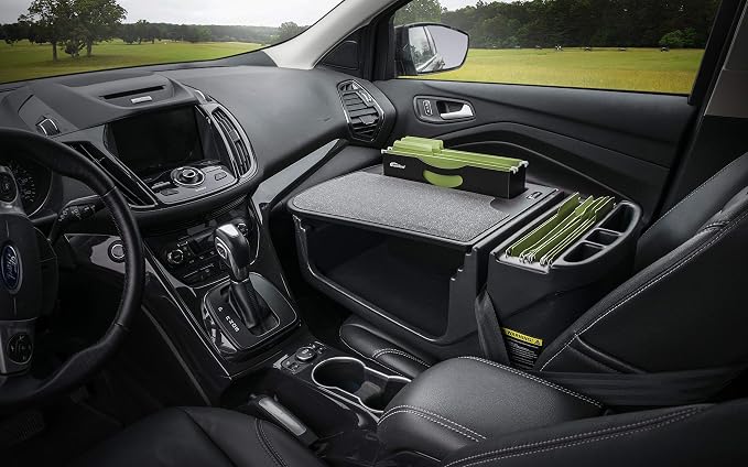 AutoExec AE-FMEF-PI-BT Efficiency FileMaster Car Desk for Your Vehicle Workstation and Mobile Office, Black with 400 watt Power Inverter - Image 2