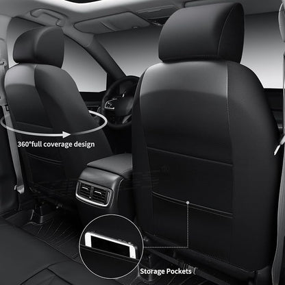 CAR PASS Rav4 Seat Covers Full Set Custom Fit for Toyota RAV4 Tocamo Corolla-Cross 2019-2024, Luxury Nappa Leather Waterproof Rav 4 Seat Covers, Anti-Slip Comfortable Airbag Compatible, Full Black - Image 3