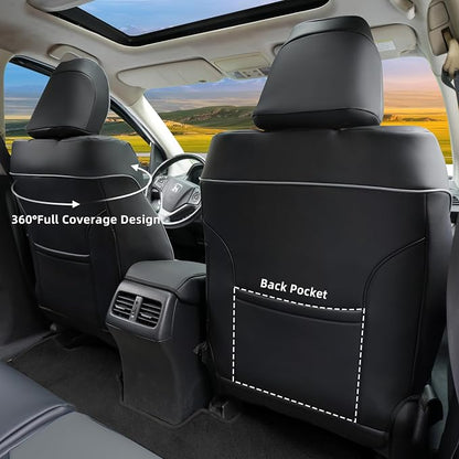 Lolcar CRV Seat Covers Custom Fit for Honda CRV 2015 2016 Full Set Car Seat Cover for SUV, Leather Truck Seat Protectors,Faux Leather (Black/Gray) - Image 3