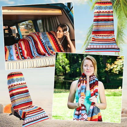 Hahafelt Car Seat Towel Covers Christmas Car Accessories Gifts Athletic Running Towel Performance Microfiber Post Workout Sweat Washable Cover Non Slip for Seat Outdoor Sport(Tribal) - Image 7