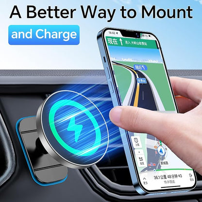 Coolpow Magsafe Car Mount Charger, Magnetic Wireless Car Charger for iPhone | Magsafe Car Charger Magnetic Phone Holders for Your Car Accessories Car Phone Holder Mount for iPhone 17 16 15 (Gray) - Image 4