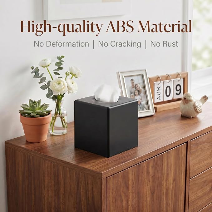 Y-in Hand Tissue Box Cover, Modern Decorative Square Facial Storage Tissue Box Holder, Home Accessories for Bathroom Vanity Countertops, Dressers, Night Stand, Parlors and Office - Matte Black - Image 6