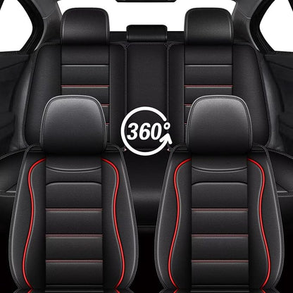 IKABEVEM Car Seat Covers fit for Subaru Crosstrek/XV Crosstrek 2016-2025 2026 Full Set Seat Covers Luxury Leather Automotive Seat Protector Compatible Airbags (5 Seats, Black&Redline) - Image 7
