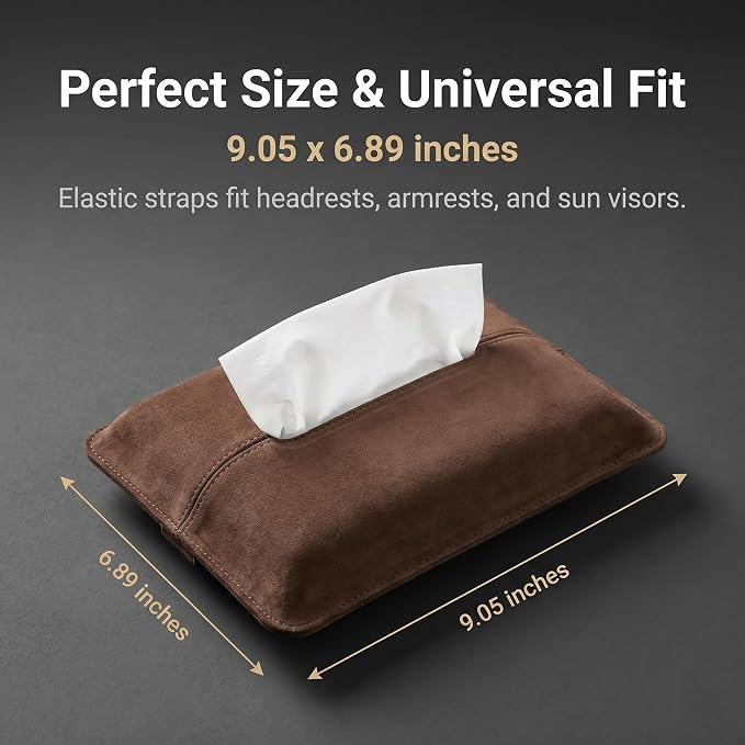 1 PC Car Tissue Holder, Soft-Leather Car Napkin Holder for Seat Back Armrest, Easy Access While Driving, Universal for Most Cars, Trucks, SUVs (Brown #1) - Image 5