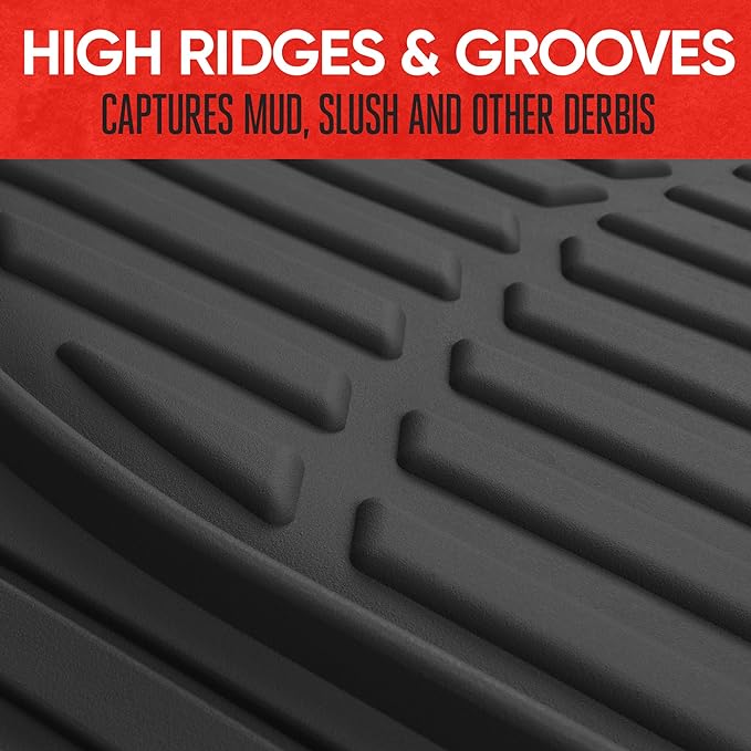 Motor Trend FlexTough Floor Mats for Cars, Black Deep Dish All-Weather Car Mats, Waterproof Trim-to Fit Automotive Floor Mats for Cars Trucks SUV, Universal Floor Liner Car Accessories - Image 3