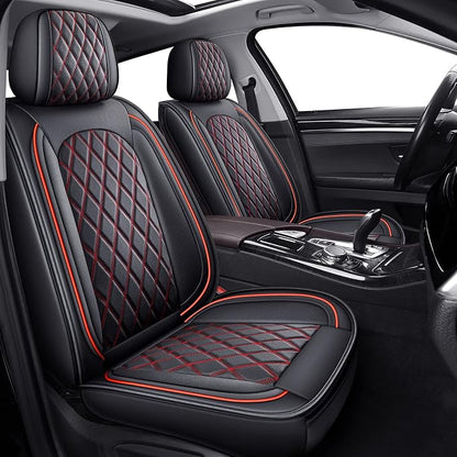 2PCS Front Seat Covers, Leather Car Seat Covers for Sedan, Truck,SUV | Black and Red Seat Cover,Breathable Car Seat Cover,2PCS Front Universal Seat Protector For Families, Pets by MIROZO