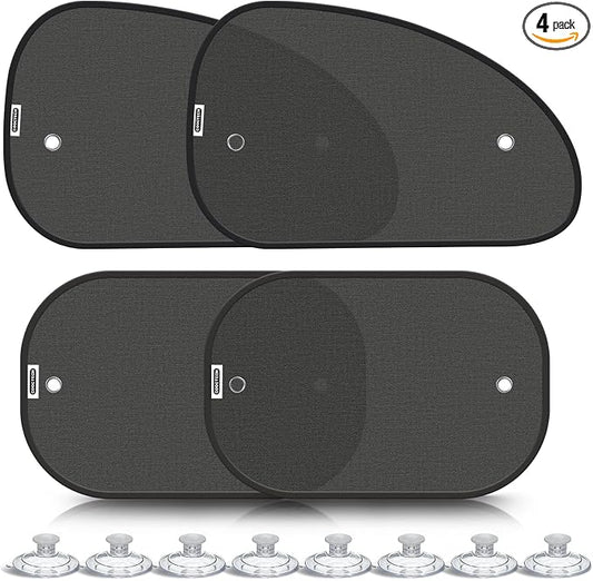 2026 New Upgrade Car Window Shades for Side Window(4 Pack),Car Window Shade for Baby with 8 Suction Cups,Sun Shade Side Window Can Blocks 99.98% UVR,Sun Shade for Window by COOCTECH