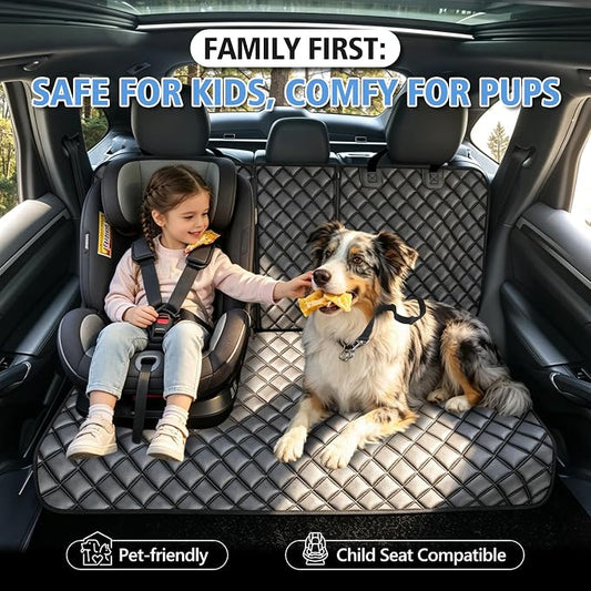 Car Rear Seat Protector, PU Leather Dog Bench Seat Cover for Back Seat | Under Child Car Seat, Fit Middle Armrest for SUVs,Sedans, Seatbelt Access, Easy Cleanup, Anti-Scratch, Waterproof, Anti-Slip - Image 2