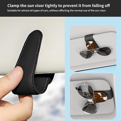 Sunglasses Holder for Car Visor, PU Leather Glasses Clip Organizer, Cute Magnetic Eyeglass Holder for Vehicle Sun Visor, Car Interior Accessory for Women & Men Brown Cow Hide - Image 5