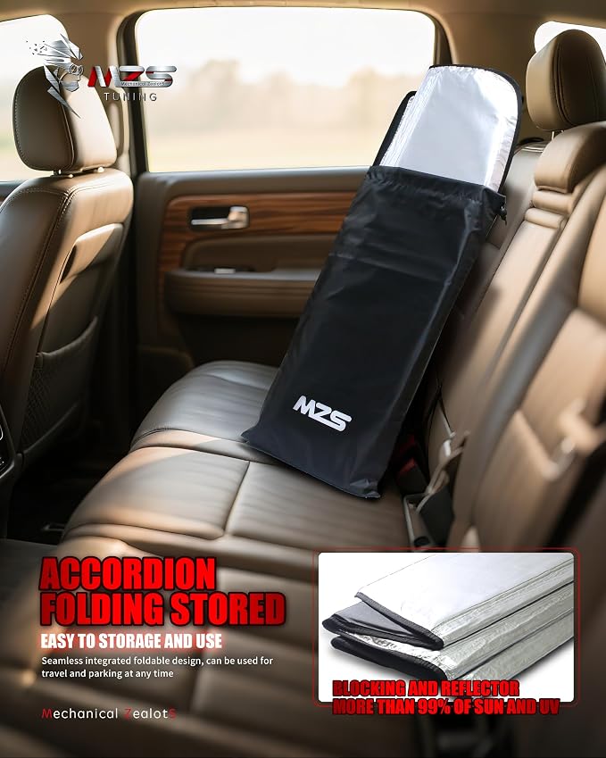 MZS Windshield Sun Shade Compatible with X7 2019-2026 | 6-Layer Heat Insulation, 99% UV Blocking, Keeps Interior Cool, Full Coverage Visor, Foldable Car Window Sunshade, Storage Bag - Image 6
