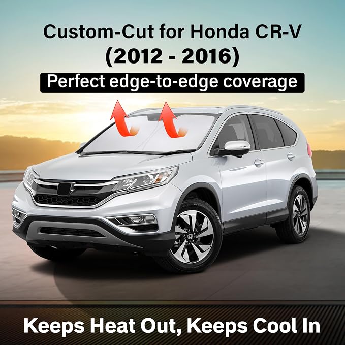 EcoNour Windshield Sunshade Compatible for Honda CR-V 2012-2014 2015 2016 | LX, EX, EX-L, Sport, Sport-L, Touring, Sun Visor for Front Window Sun Shade Cover, UV Protector, Car Accessories - Image 2