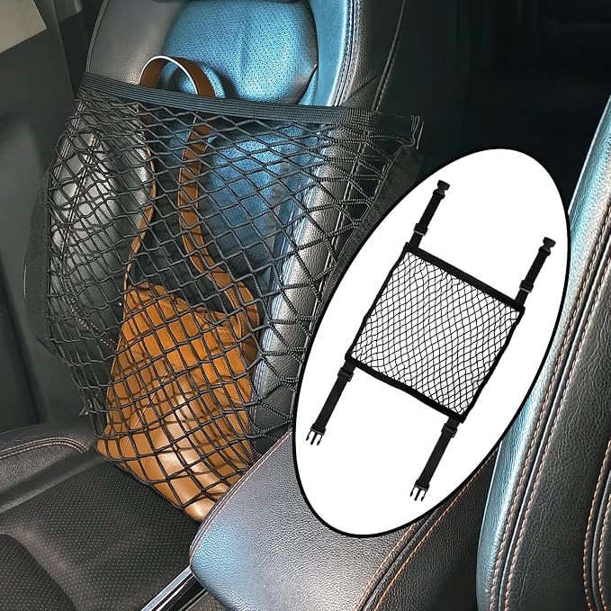 Front Seat Organizer,22" x 22" Front Seats Versatile Elastic Organizers Net, High Elastic Front Seat Organizer Versatile Purse Holder for Most Vehicles - Image 5