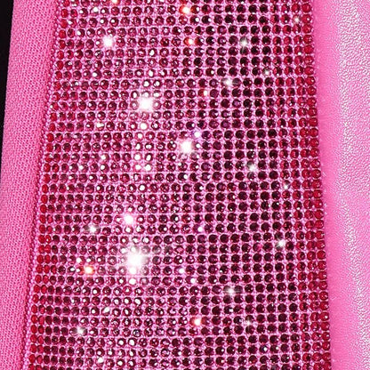 CAR PASS Hot Pink Bling Diamond Leather Car Seat Covers Full Sets, Waterproof Shining Glitter Sparkly Crystal Universal Armrest Fit for Automotive Truck SUV Cute Women Girl,Hot Pink Rhinestone - Image 9