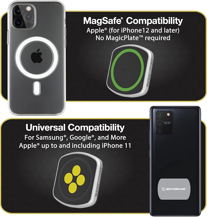 Scosche MP2DVM MagicMount Pro2 Magnetic Cell Phone Holder, Adhesive Car Dashboard Mount with Removable Vent Clip, Hands-Free Phone Stand Compatible with MagSafe, iPhone 16/15/14/13/12 Series and More - Image 7