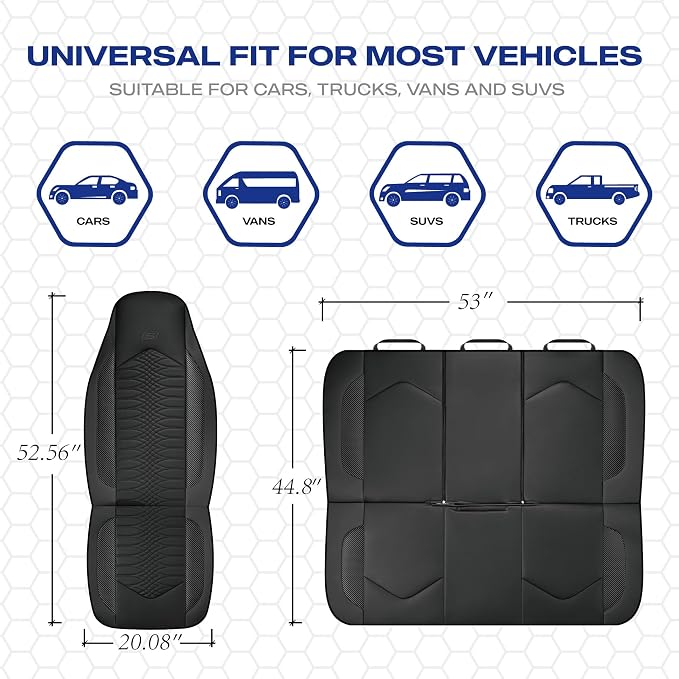 Skechers Memory Foam Car Seat Covers, Leather High Back Seat Covers Quilting Design,Waterproof Sports Car Seat Covers Full Sets,Airbag Compatible, Universal Fit for Most Cars, SUVs,Trucks,Black - Image 5
