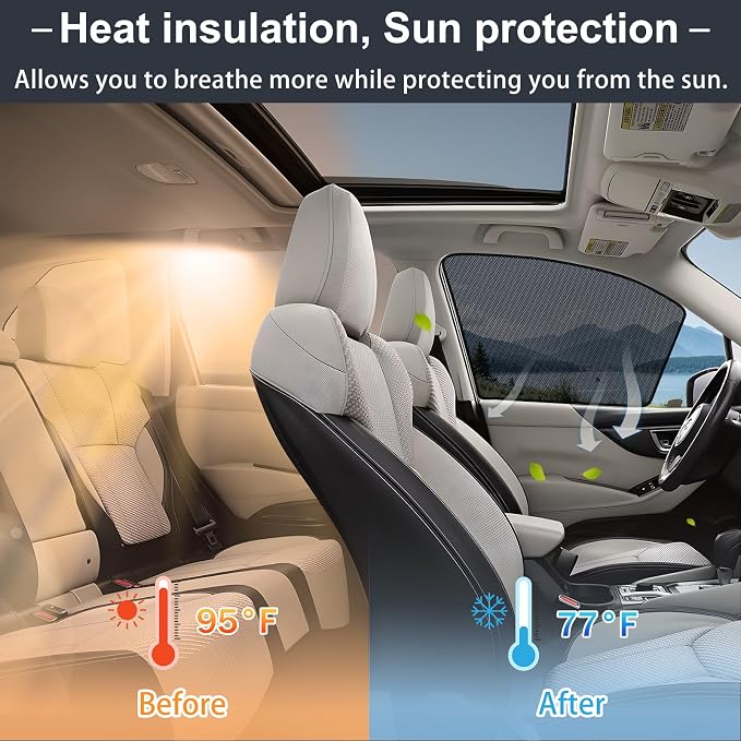 XCBYT 2023-2024 Honda C-RV Window Shades, 4-Pack Privacy Cooling Mesh | Blocks heat for camping & baby sleeping. Front shades are partial for rearview mirror. Wait 24h for clips to set - Image 3