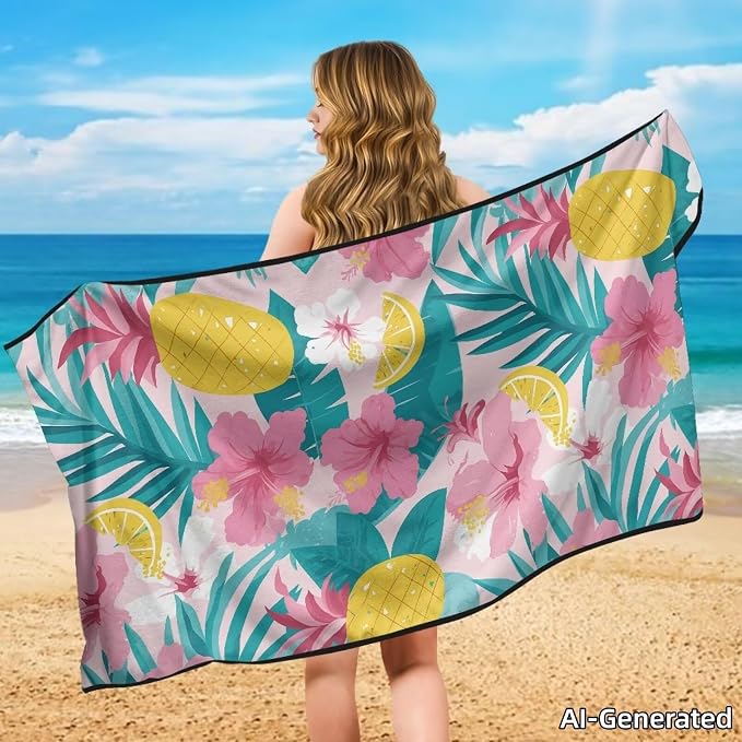 SEANATIVE Car Towel Seat Covers, Washable Seat Protector, One Towel Cushion Cover, Fit Beach Swimming Outdoor Sports, Universal Fit Most Cars Trucks SUVs, Hibiscus Pineapple Print - Image 4