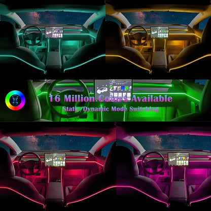 Dreamcolor Acrylic Interior Car LED Strip Light, RGB 18 in 1 Fiber Optic Ambient Lighting Kits, 16 Million Colors Sound Active Function Car Neon Lights with Wireless APP - Image 4