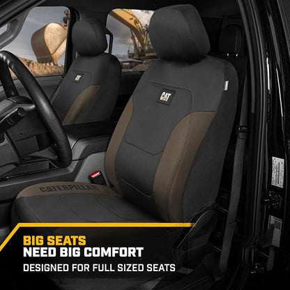 Cat® Flexfit™ Black Beige Seat Covers for Cars, Trucks, & SUV - Set of (2) Front Car Seat Cover Front Seat Protectors - Airbag Compatible Seat Covers for SUV Interior Covers & Seat Cover Accessories - Image 3