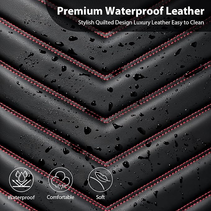 CAR PASS 3D Foam Faux Leather Seat Covers Front Seats,Waterproof Leather Front Seat Cover for Car,Universal Fit for SUV Truck Sedan Automotive,Armrest Airbag Compatible Anti-Slip, Black and Red - Image 6