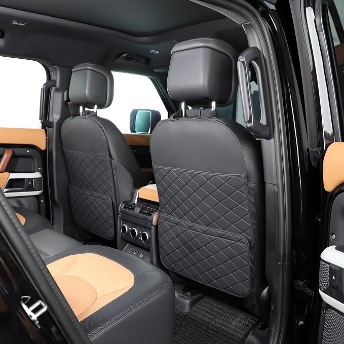 Seat Back Protector,Shields Seat Backs From Kicks and Adds Storage | kick mats back seat protector easy to install and clean, well-crafted, sturdy, durable and stylish.2 Pack - Image 2