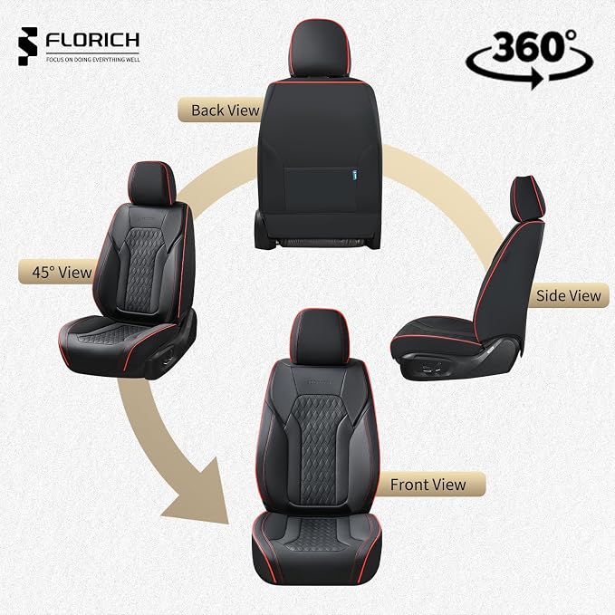 Seat Covers, Car Seat Covers Full Set, Luxury Nappa Leather Seat Covers, Breathable and Waterproof Car Seat Protector 5 Seat, Automotive Seat Covers Universal Fit for Most Cars-Black&Beige - Image 7