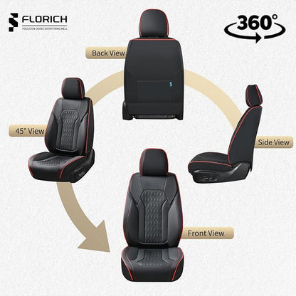 Seat Covers, Car Seat Covers Full Set, Luxury Nappa Leather Seat Covers, Breathable and Waterproof Car Seat Protector 5 Seat, Automotive Seat Covers Universal Fit for Most Cars-BlackRedline - Image 9