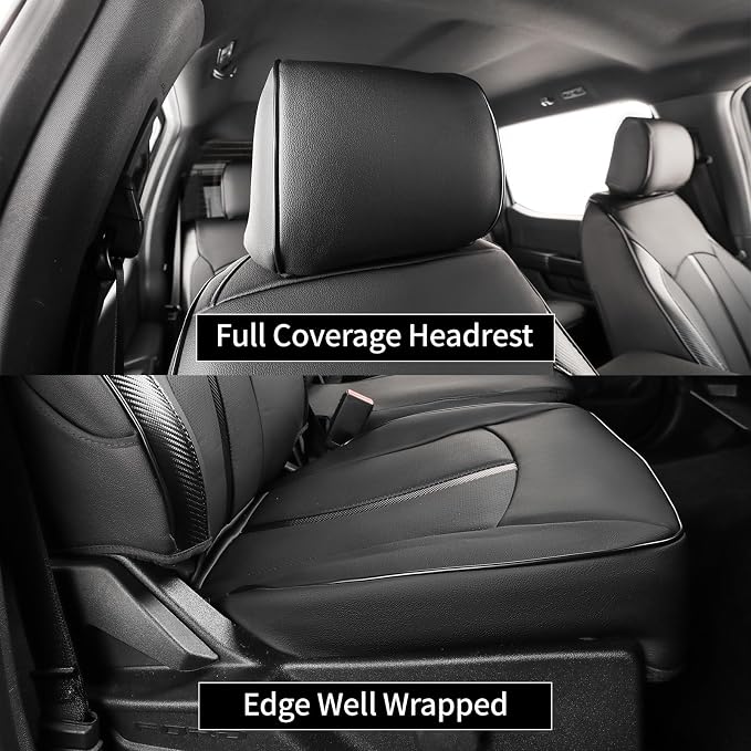 F150 Seat Covers 2015-2020 SuperCrew Full Set Custom Fit | Fits 2015-2020 Ford F150 SuperCrew & 2017-2022 F250/F350/F450 CrewCab Lariat,King Ranch,Platinum,Limited Faux Leather - Image 2