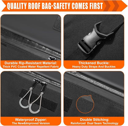 Sailnovo Rooftop Cargo Carrier roof Bag, 15 Cuft fit Cars with/Without Rack | Soft Waterproof Car Roof Bag,4 Tie-Down Straps, 4 Door Hooks,Foldable Car Top Carrier for Road Trip Camping Travel - Image 6