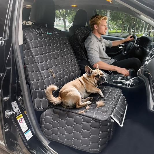 Meginc Front Seat Covers for Cars,Waterproof Car Seat Protector with Side Flaps 600D Fabric Front Seat Dog Cover for Trucks Vans SUVs Sedans, Non Slip Scratch Proof Seat Covers for Dogs in Car - Image 2